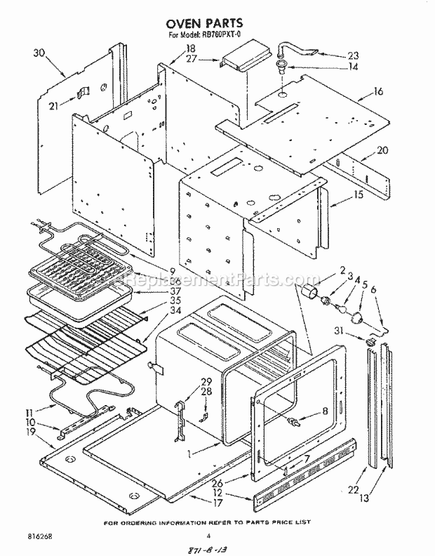 Whirlpool RB760PXT0 Electric Range Page C Diagram