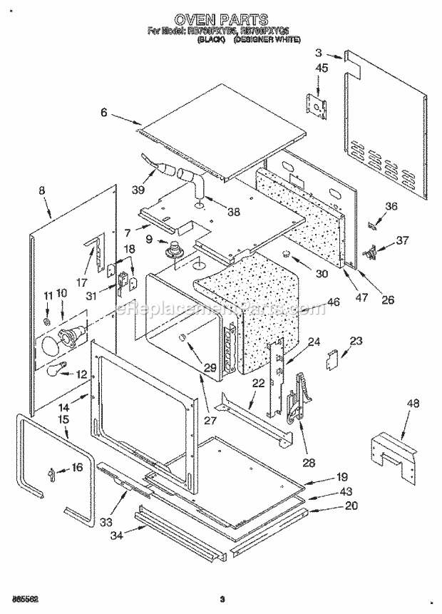 Whirlpool RB760PXYQ5 Range Oven Diagram