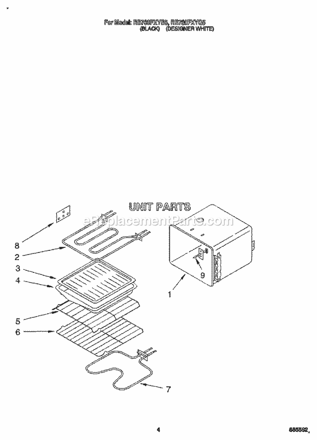 Whirlpool RB760PXYQ5 Range Unit Diagram