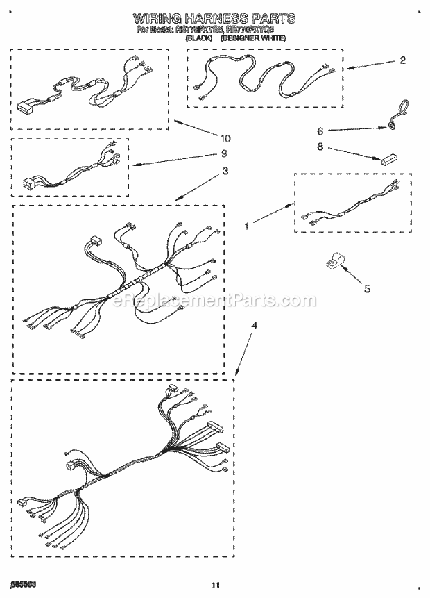 Whirlpool RB770PXYB5 Electric Range Wiring Harness Diagram