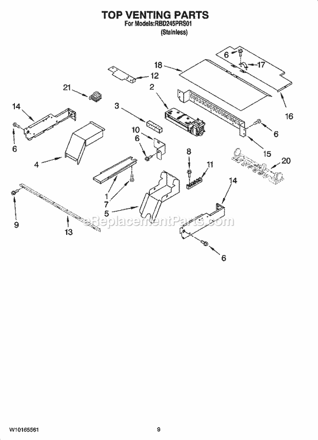 Whirlpool RBD245PRS01 Electric Built-in Oven Top Venting Parts, Optional Parts (Not Included) Diagram