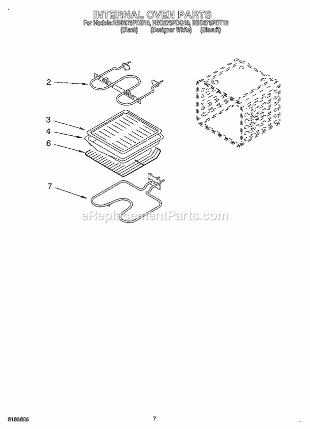 Whirlpool RBD275PDB10 Electric Built-in Oven Internal Oven Diagram