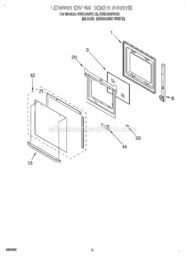 Whirlpool RBD305PDB6 Electric Oven Lower Oven Door Diagram