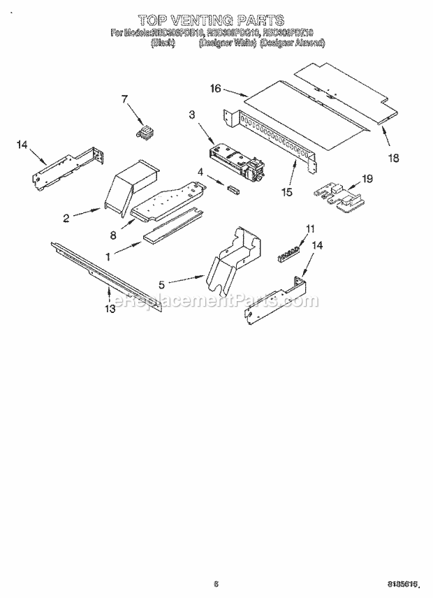 Whirlpool RBD306PDZ10 Electric Built-in Oven Top Venting, Optional Diagram