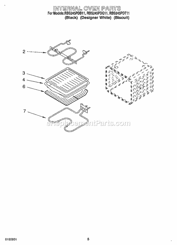 Whirlpool RBS245PDQ11 Electric Oven Internal Oven Diagram