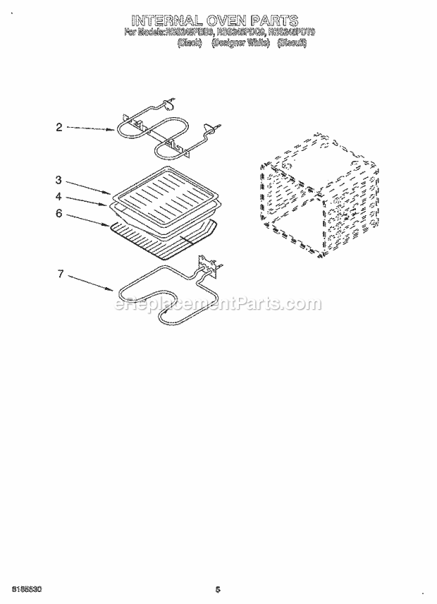 Whirlpool RBS245PDQ9 Electric Oven Internal Oven Diagram