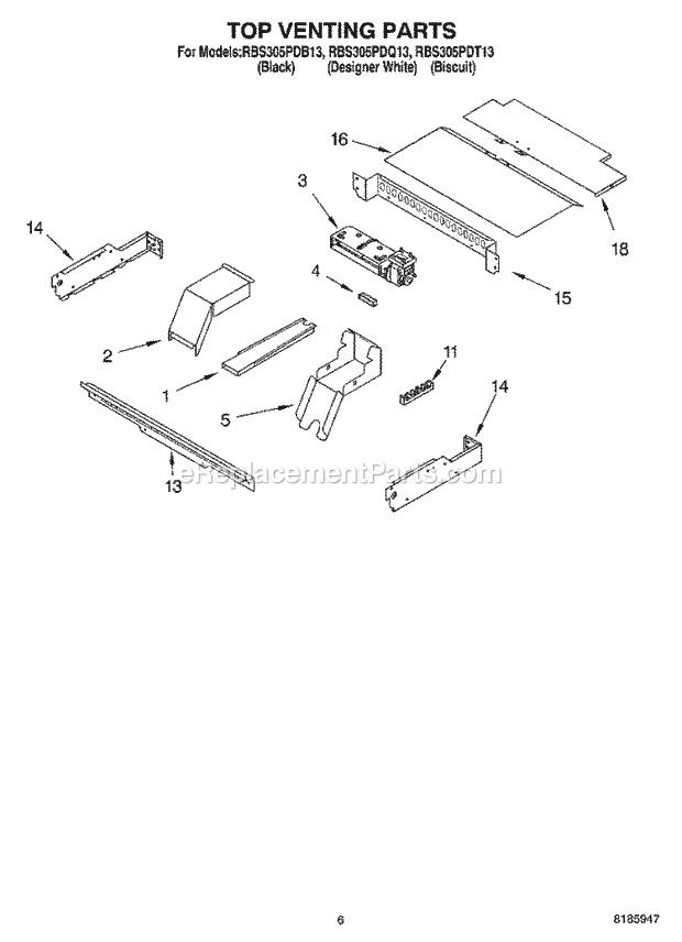 Whirlpool RBS305PDT13 Electric Built-in Oven Top Venting, Optional Diagram