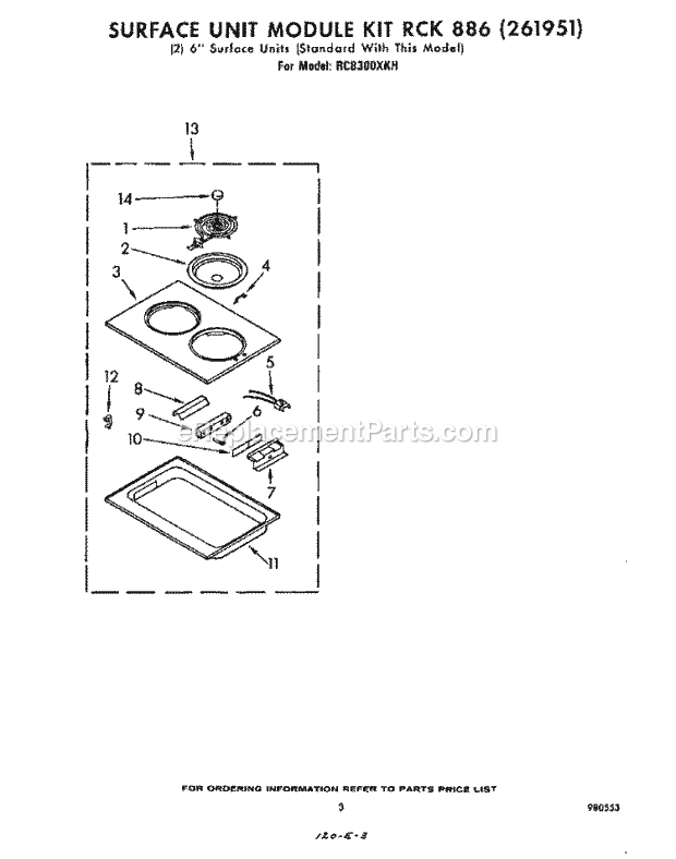 Whirlpool RC8300XKH Electric Range Rck866(261951) Diagram