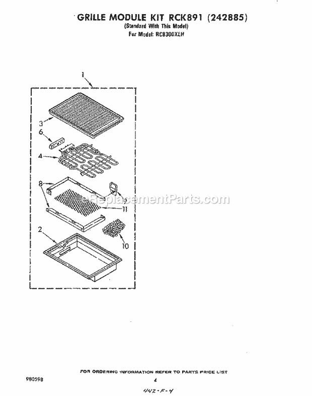 Whirlpool RC8300XLH Electric Range Grill Kit Rck891 Diagram