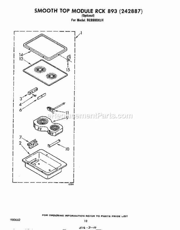 Whirlpool RC8800XLH Electric Range Smooth Top Rck 893 (242887) Diagram