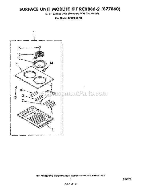 Whirlpool RC8800XPH Electric Range Surface Unit Rck886-2 Diagram