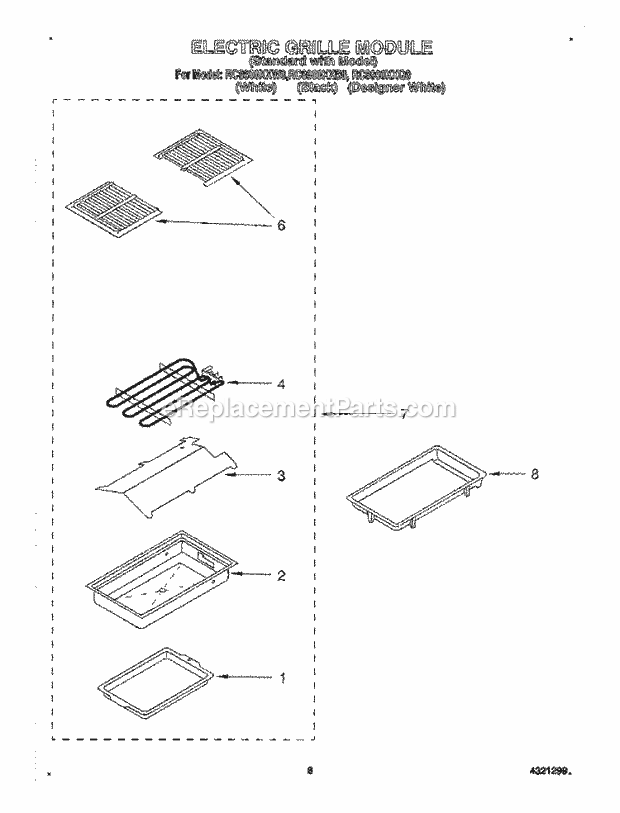 Whirlpool RC8900XXW0 Electric Cooktop Electric Grille Module Diagram
