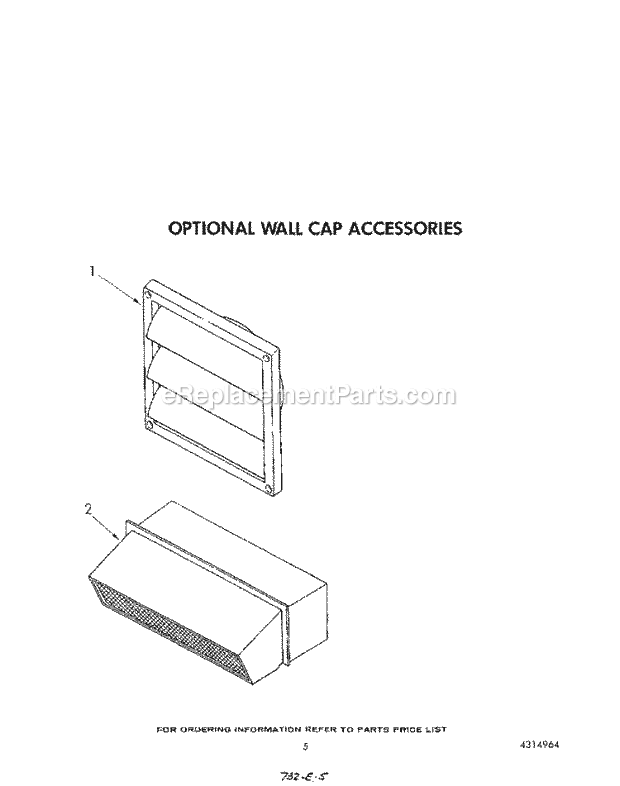 Whirlpool RC8920XRH2 Electric Range Optional Wall Caps Diagram