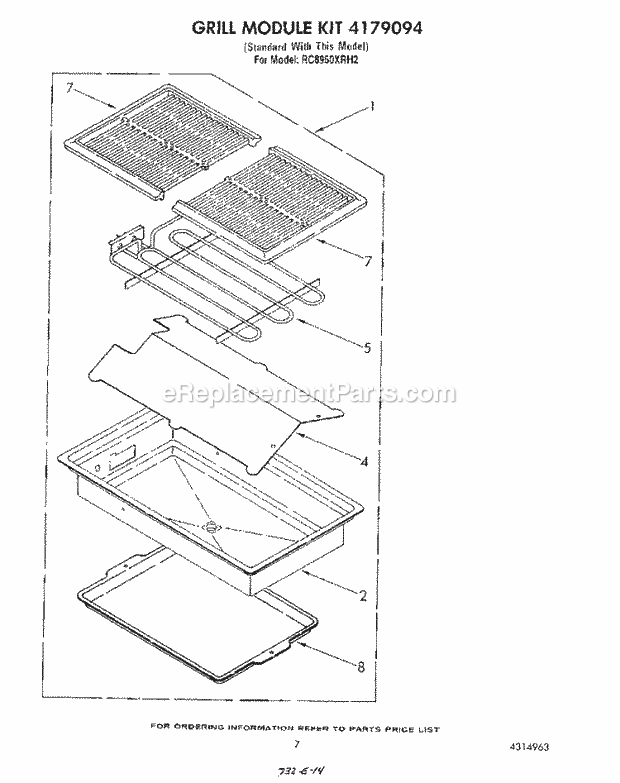 Whirlpool RC8950XRH2 Electric Range Grill Kit 4179094 Diagram