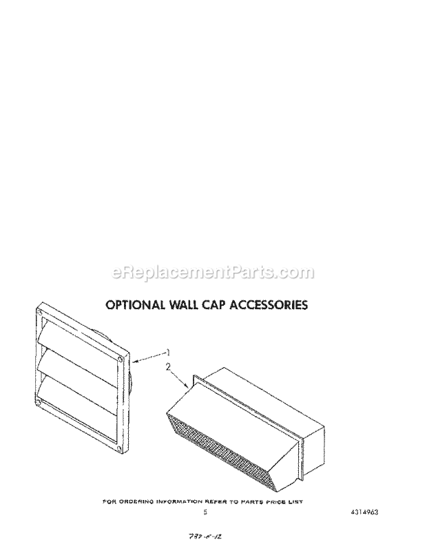 Whirlpool RC8950XRH2 Electric Range Optional Wall Caps Diagram