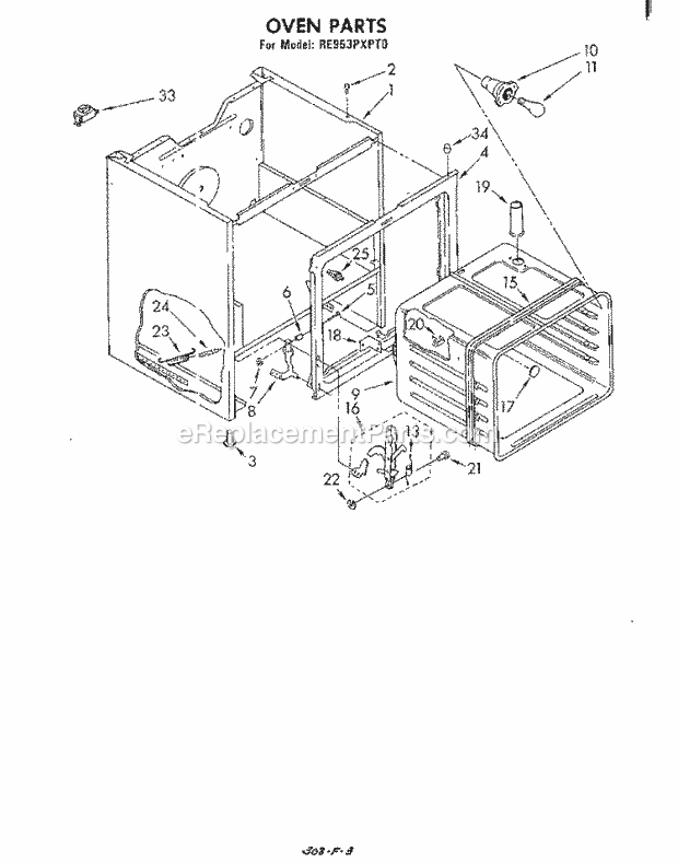 Whirlpool RE953PXPT0 Electric Range Oven Diagram