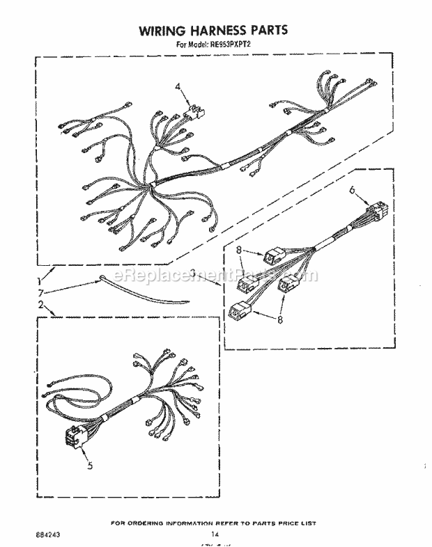 Whirlpool RE953PXPT2 Electric Range Wiring Harness Diagram