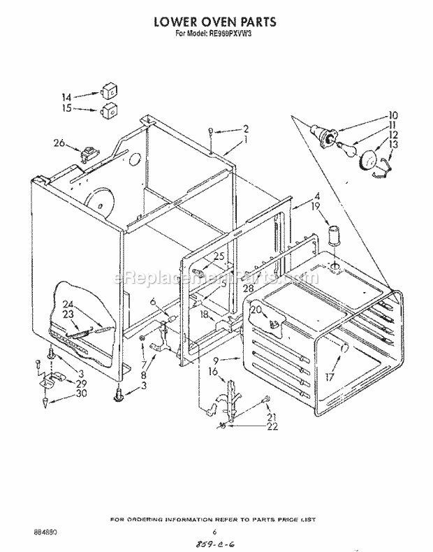 Whirlpool RE960PXVN3 Range Lower Oven Diagram