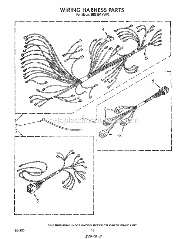Whirlpool RE960PXVN3 Range Wiring Harness Diagram