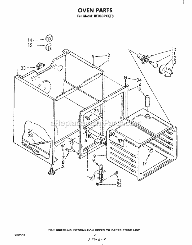 Whirlpool RE963PXKT0 Electric Range Oven Diagram