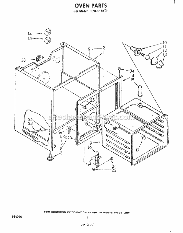 Whirlpool RE963PXKT1 Electric Range Oven Diagram