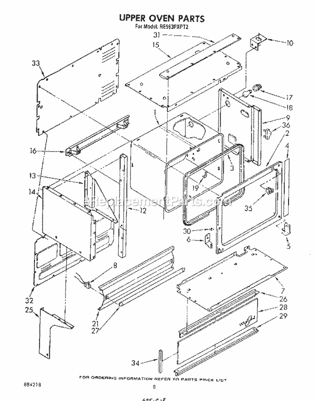 Whirlpool RE963PXPT2 Electric Range Upper Oven Diagram