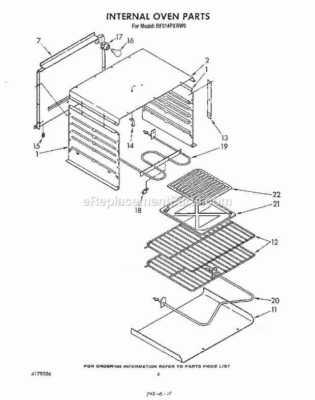 Whirlpool RF014PXRW0 Electric Range Internal Oven Diagram