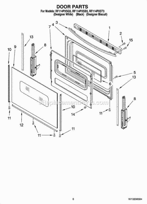 Whirlpool RF114PXSB3 Freestanding Electric Door Parts, Optional Parts (Not Included) Diagram