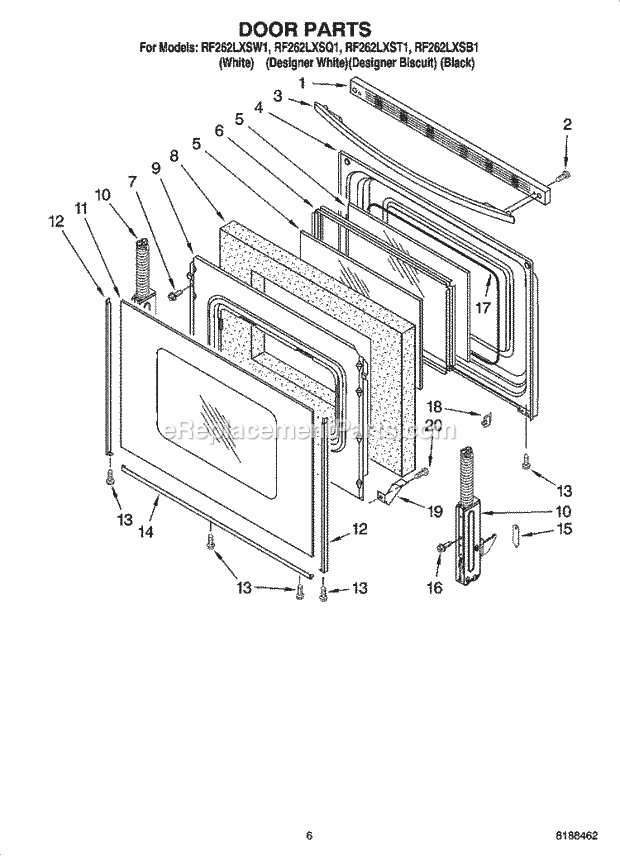 Whirlpool RF262LXSQ1 Freestanding Electric Door Parts, Optional Parts (Not Included) Diagram