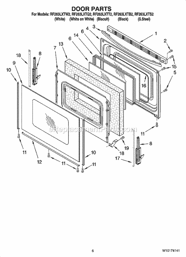 Whirlpool RF263LXTQ2 Freestanding Electric Door Parts, Optional Parts (Not Included) Diagram