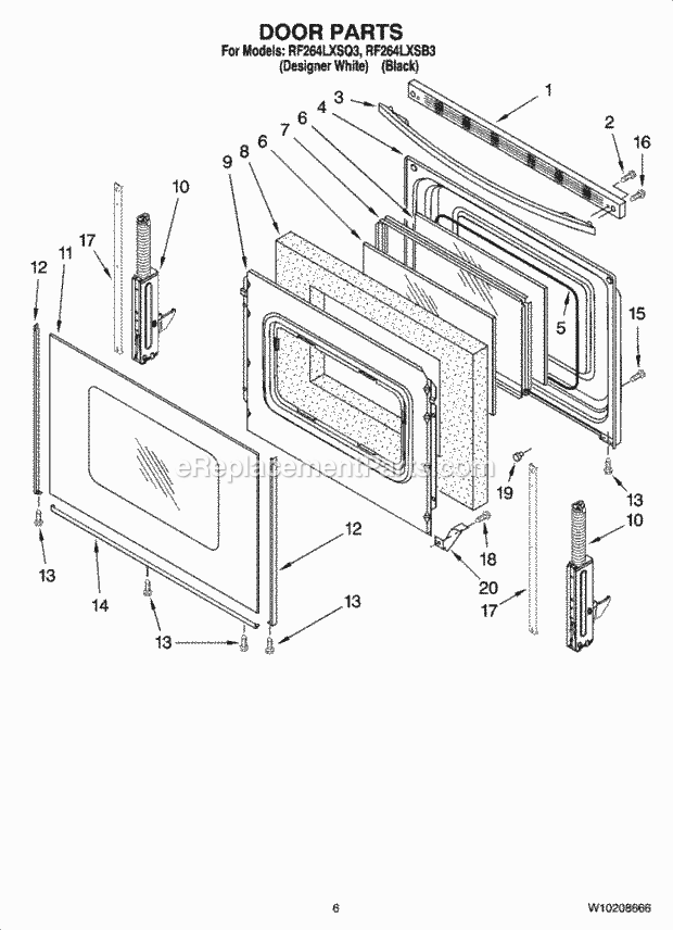 Whirlpool RF264LXSB3 Freestanding Electric Door Parts, Optional Parts (Not Included) Diagram