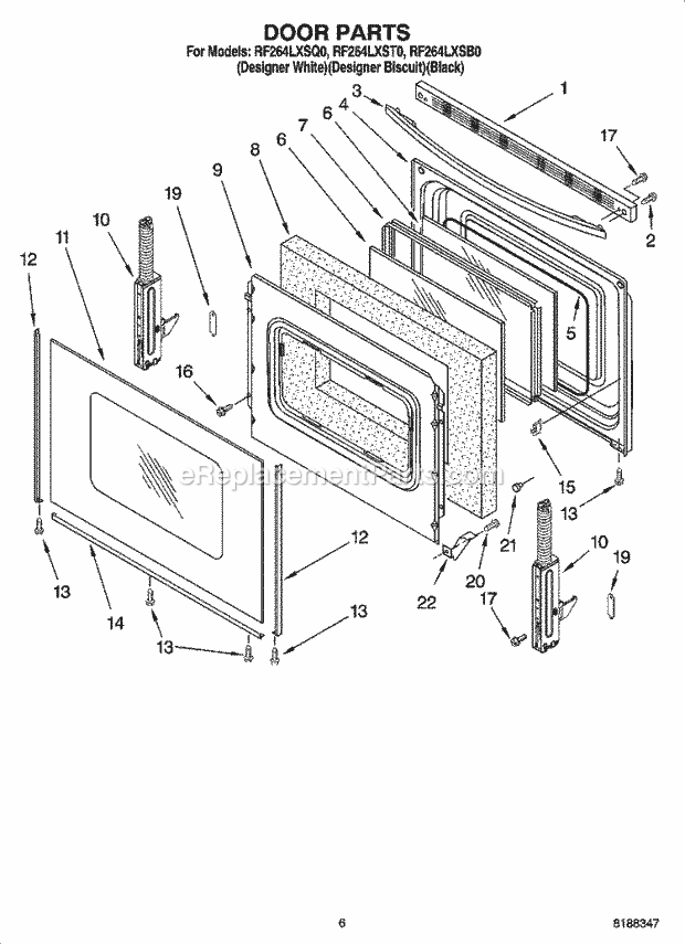 Whirlpool RF264LXSQ0 Freestanding Electric Range Door Parts, Optional Parts Diagram