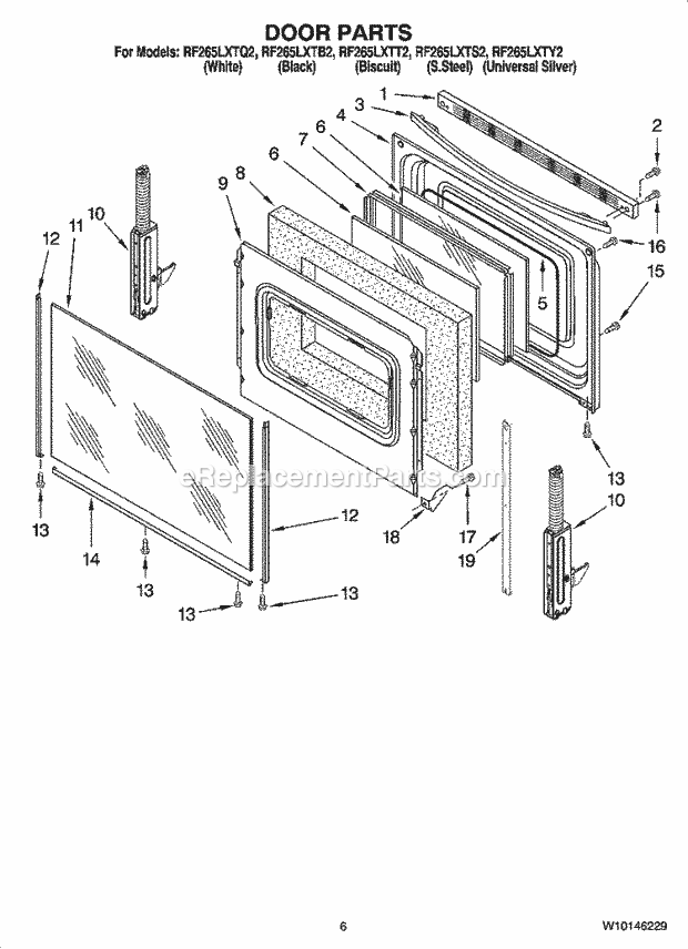 Whirlpool RF265LXTQ2 Freestanding Electric Door Parts, Optional Parts Diagram