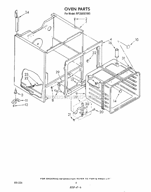 Whirlpool RF3000XVN0 Range Section Diagram