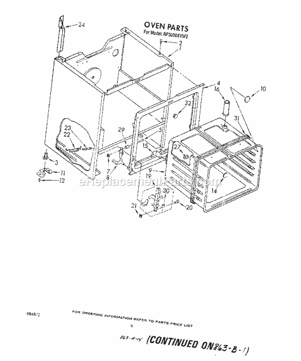 Whirlpool RF3000XVN2 Range Section Diagram