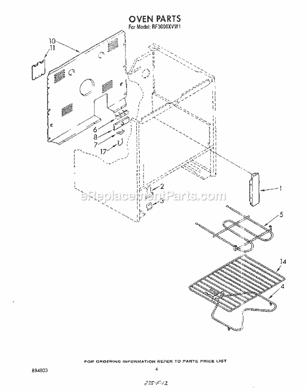 Whirlpool RF3000XVW1 Freestanding Electric Range Oven , Lit/Optional Diagram