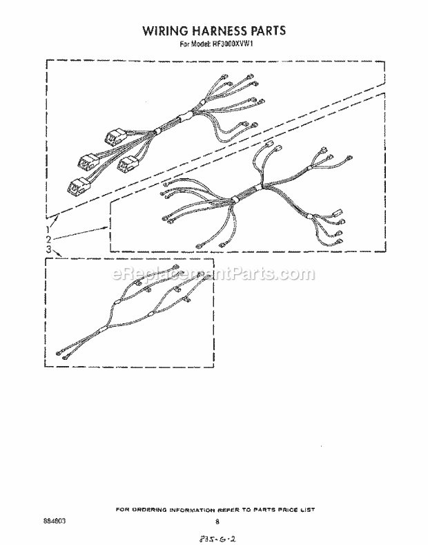 Whirlpool RF3000XVW1 Freestanding Electric Range Wiring Harness Diagram