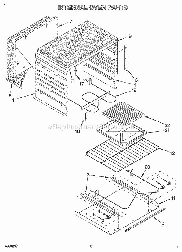 Whirlpool RF3010XVW2 Freestanding Electric Range and Oven Internal Diagram