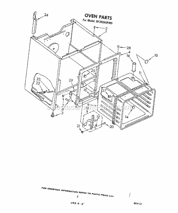 Whirlpool RF3020XPW0 Freestanding Electric Range Oven Diagram