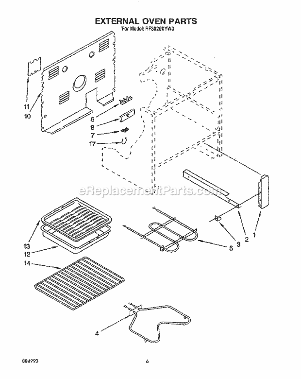 Whirlpool RF3020XYN0 Range External Oven, Optional Diagram