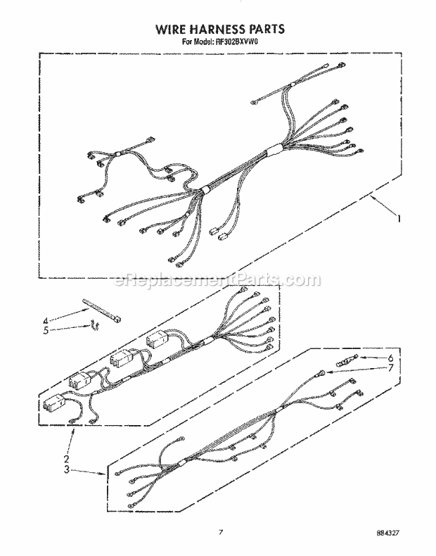 Whirlpool RF302BXVF0 Freestanding Electric Range Wire Harness Diagram