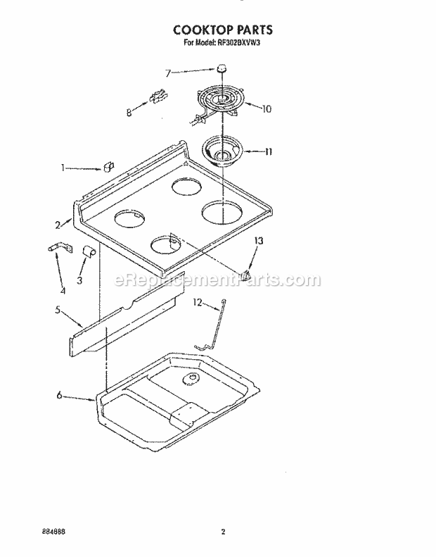 Whirlpool RF302BXVW3 30