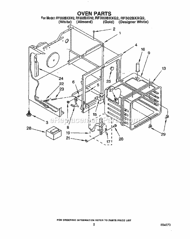 Whirlpool RF302BXXG2 Electric Range Oven Diagram