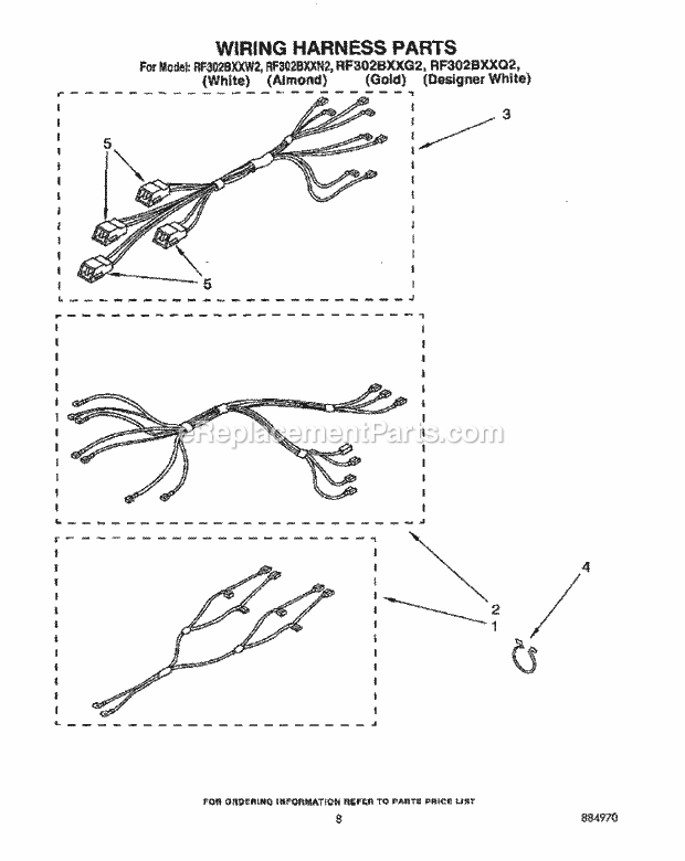 Whirlpool RF302BXXG2 Electric Range Wiring Harness Diagram