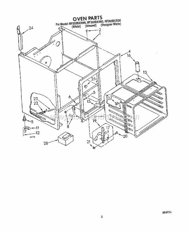 Whirlpool RF302BXXN0 Electric Range Oven (1) Diagram
