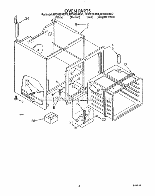 Whirlpool RF302BXXQ1 Electric Range Oven (1) Diagram