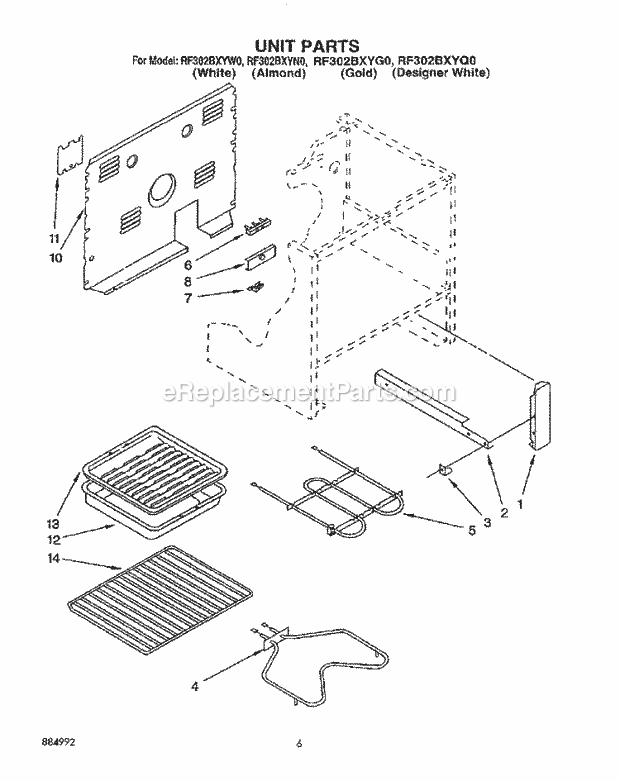 Whirlpool RF302BXYG0 Electric Range Unit, Optional Diagram