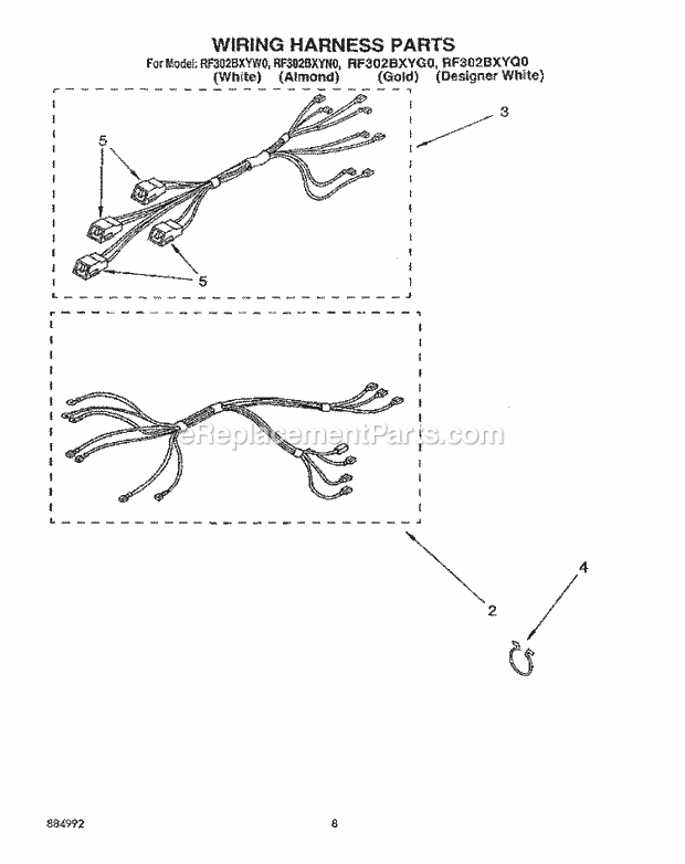 Whirlpool RF302BXYG0 Electric Range Wiring Harness Diagram