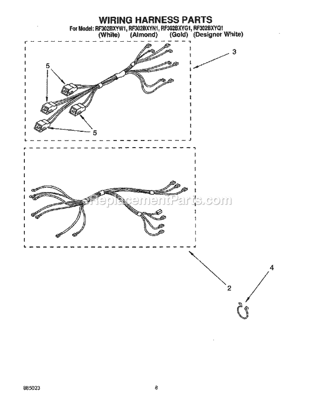 Whirlpool RF302BXYG1 Electric Range Wiring Harness, Optional Diagram