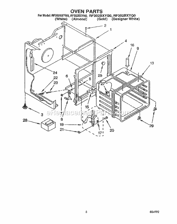 Whirlpool RF302BXYQ0 Electric Range Oven Diagram